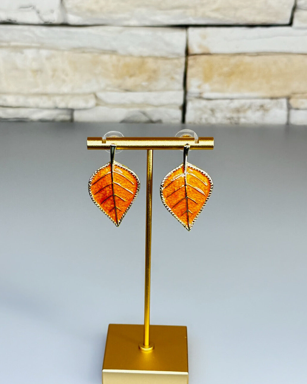 Orange Leaf Earrings