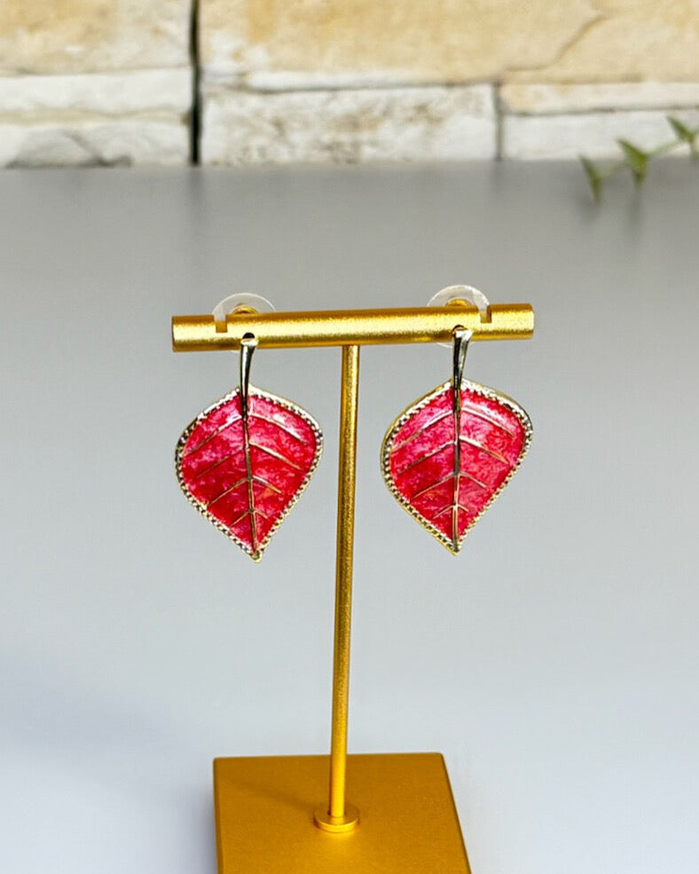 Red Leaf Earrings