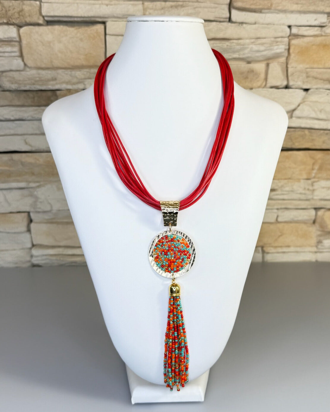 Red Czech seed beads Necklace