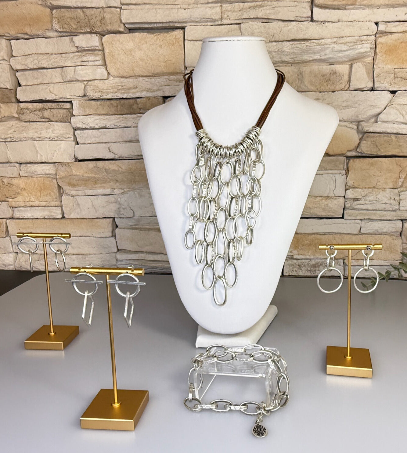 Boho Leather Silver Necklace