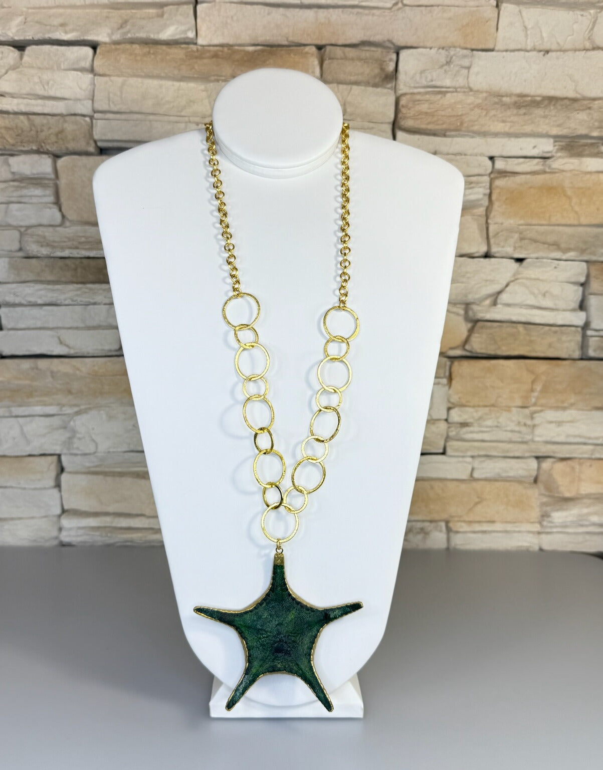 Green Dissected Starfish Necklace