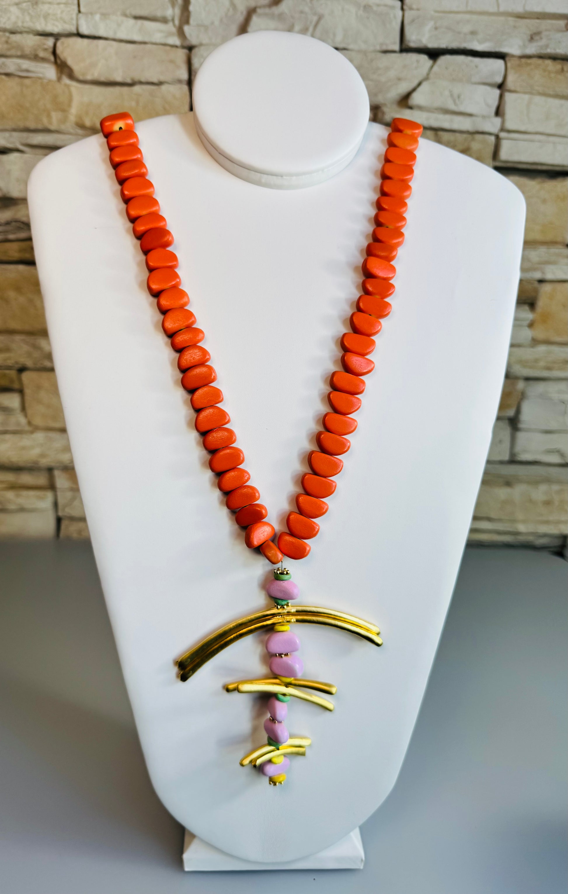 Orange Hand-painted wood dragonfly