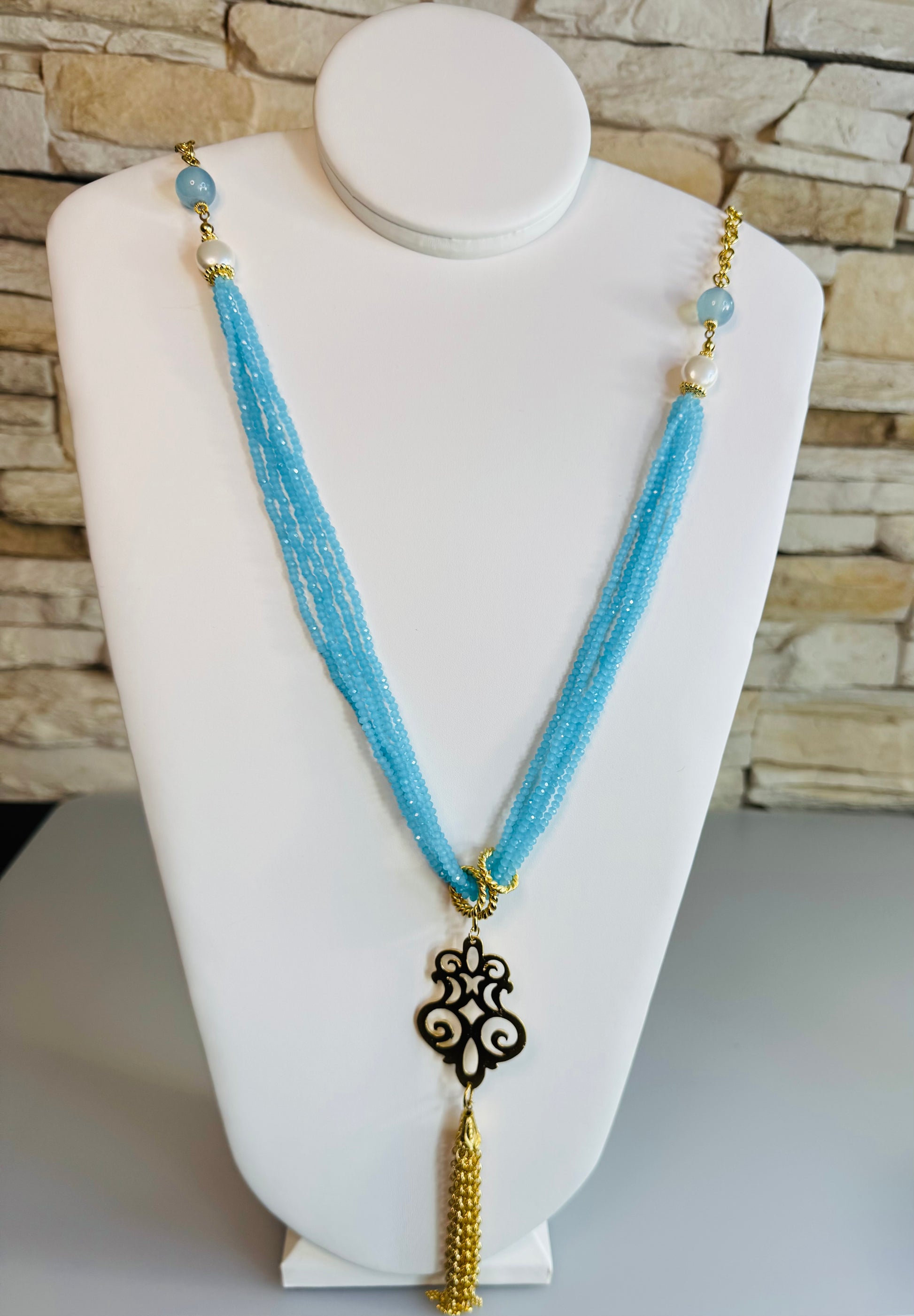 Light Blue Beaded Necklace
